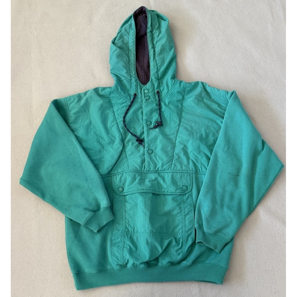 Vintage EDDIE BAUER Pullover Hooded Anorak Jacket 80s Teal Mens Small Gorpcore